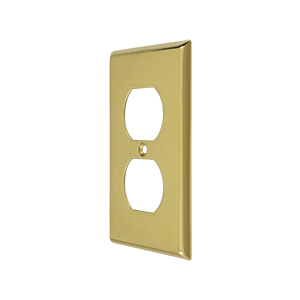 Double Outlet Switch Plate, Number of Gangs: 1 Solid Brass, Polished Brass Finish