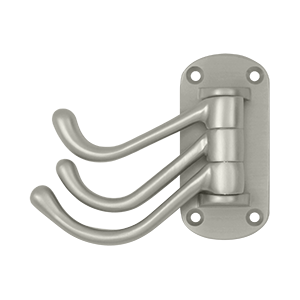 TSH40U15 4 in. Projection Heavy Duty Triple Swivel Hook- Satin Nickel - Solid Brass