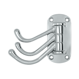 TSH40U26 4 in. Projection Heavy Duty Triple Swivel Hook- Bright Chrome - Solid Brass
