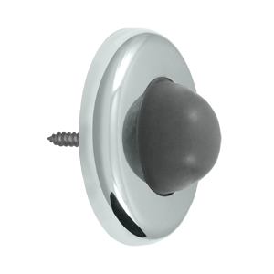 2.5 in. Diameter Wall Mount Convex Flush Bumper, Bright Chrome - Steel