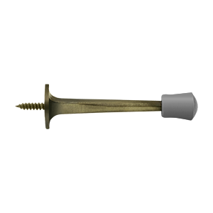 Baseboard Door Bumper, Zinc Die-Cast Antique Brass 3"