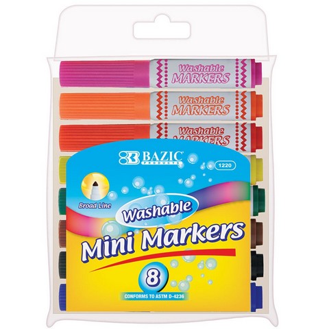 Picture of Bazic 1220    8 Color Broad Line Mini Washable Markers   Case of 24 
