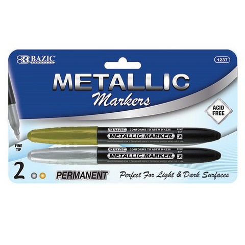 Picture of Bazic 1237   Silver &amp; Gold Metallic Markers (2/Pack)  Case of 24 