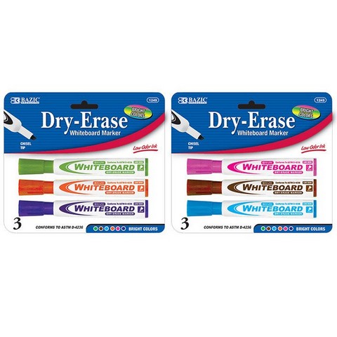 Picture of DDI 702725 BAZIC Bright Color Chisel Tip Dry-Erase Markers (3/Pack) Case of 24