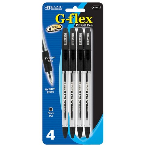 Picture of Bazic 17027 BAZIC G-Flex Black Oil-Gel Ink Pen w/ Cushion Grip (4/Pack) Case of 24