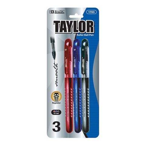 Picture of Bazic 1703 BAZIC Taylor Assorted Color Rollerball Pen (3/Pack) Pack of 24    
