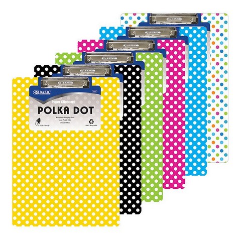 Picture of Bazic 1812 Standard Size Polka Dot Paperboard Clipboard w/ Low Profile Clip  Case of 48