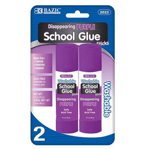 Picture of Bazic 2022   21g / 0.7 Oz. Large Washable Purple Glue Stick (2/Pack)  Case of 24