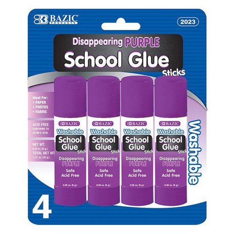 Picture of Bazic 2023    8g / 0.28 Oz. Small Washable Purple Glue Stick (4/Pack)  Case of 24