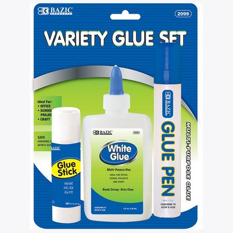 Bazic 2099 Assorted Glue Sets (3/Pack) Case of 24
