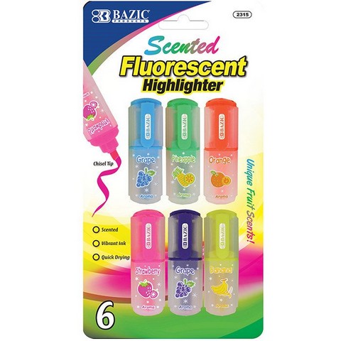 Bazic 2315 BAZIC Fruit Scented Mini Highlighters (6/Pack)  Pack of 24
