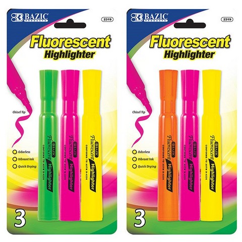 Picture of Bazic 2319  Desk Style Fluorescent Highlighters (3/Pack) Pack of 24