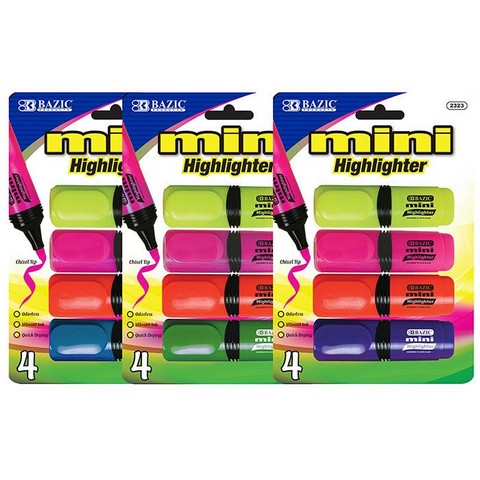 Picture of Bazic 2323 BAZIC Mini Desk Style Fluorescent Highlighters (4/Pack) Pack of 24