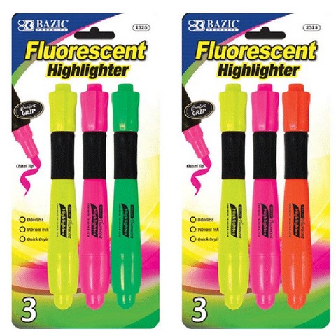 Picture of Bazic 2325  Desk Style Fluorescent Highlighters w/ Cushion Grip (3/Pack) Pack of 24