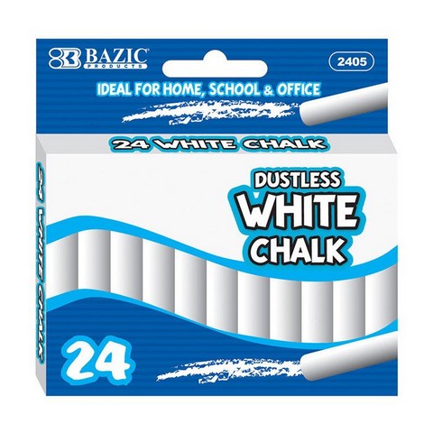Picture of Bazic 2405  Dustless White Chalk (24/Box) Box of 24
