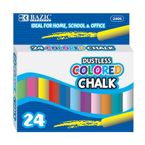 Picture of Bazic 2406  Dustless Assorted Color Chalk (24/Box) Box of 24