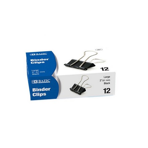 Picture of Bazic 267  Large 2&quot; (51mm) Black Binder Clip (12/Box) Pack of 12  