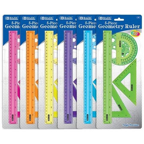 Picture of Bazic 307  5-Piece Geometry Ruler Combination Sets Box of 24 