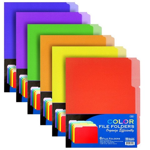 Bazic 3109 1/3 Cut Letter Size Color File Folder (6/Pack) Case of 48