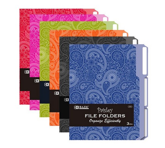 Picture of Bazic 3115   1/3 Cut Letter Size Paisley File Folder (3/Pack) Case of 48 