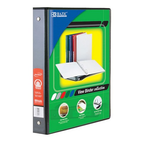 Bazic  1.5in. Black 3-Ring View Binder w/ 2-Pockets Pack of 12