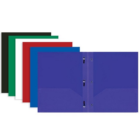 Bazic 3159    BAZIC Solid Color 2-Pockets Poly Portfolio w/ 3 Prongs  Case of 48