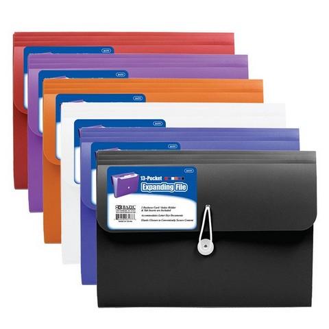 Picture of Bazic 3177   13-Pocket Letter Size Poly Expanding File Pack of 6 