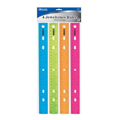Picture of Bazic 336  BAZIC 12&quot; (30cm) Jeweltones Color Ruler (4/Pack)   Pack of 24   