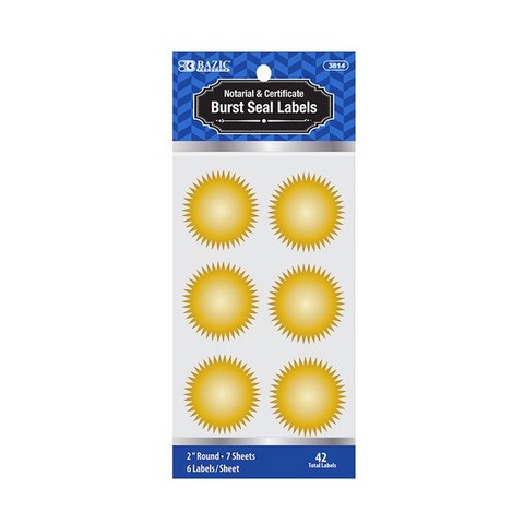 Bazic 2in. Gold Foil Notary/Certificate Seal Label