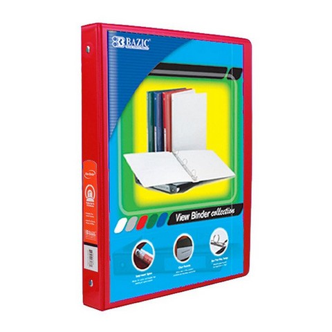Bazic 4103 0.5 in. Red 3-Ring View Binder with 2-Pockets Case of 12