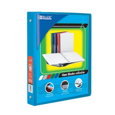 Bazic  BAZIC 1/2" Cyan 3-Ring View Binder w/ 2-Pockets   Case of 12