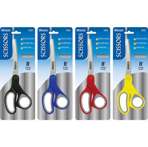 Picture of Bazic 4412   8&quot; Soft Grip Stainless Steel Scissors  Pack of 24  