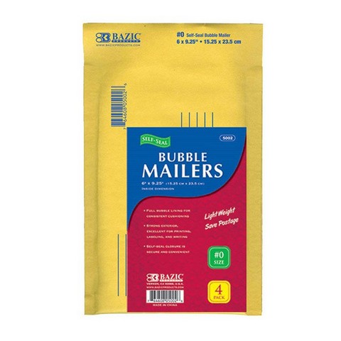 Picture of Bazic 5002  6&quot; X 9.25&quot; (#0) Self-Seal Bubble Mailers (4/Pack)  Case of 24                                      