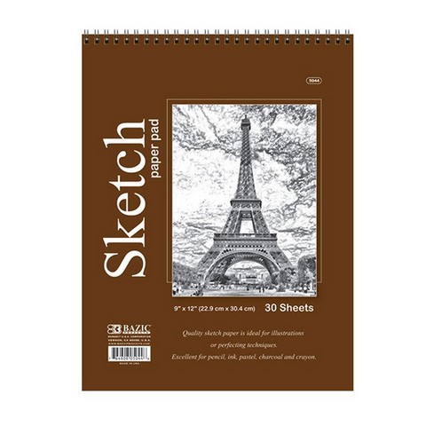 Picture of Bazic 5044   30 Ct. 9&quot; X 12&quot; Top Bound Spiral Premium Sketch Pad Case of 48