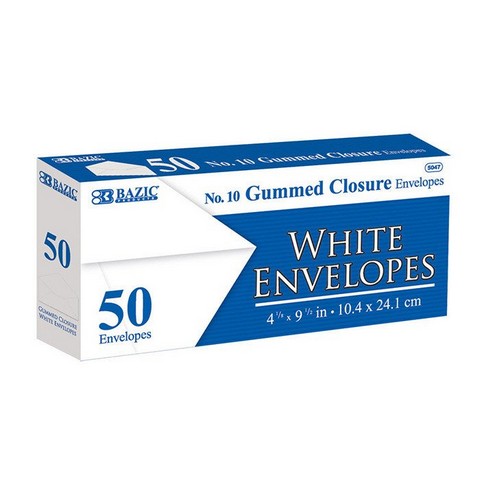 Picture of Bazic 5047  #10 White Envelope w/ Gummed Closure (50/Pack) Case of 24