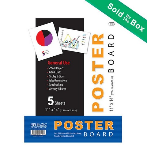 Picture of Bazic 512  11&quot; X 14&quot; White Poster Board (5/Pack)  Case of 48