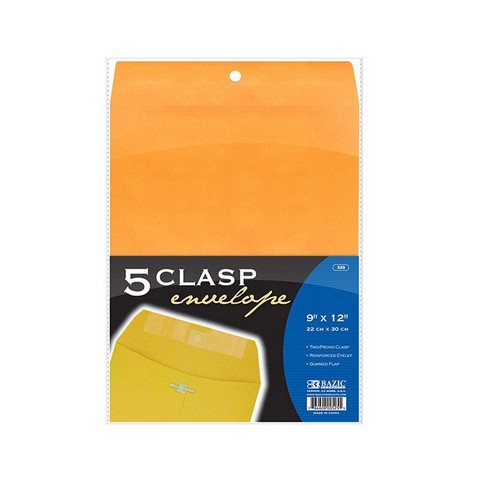 Picture of Bazic 525  9&quot; X 12&quot; Clasp Envelope (5/Pack)   Case of 48