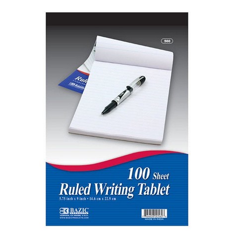 Bazic 100 Ct. 6" X 9" Ruled Writing Tablet Case of 48