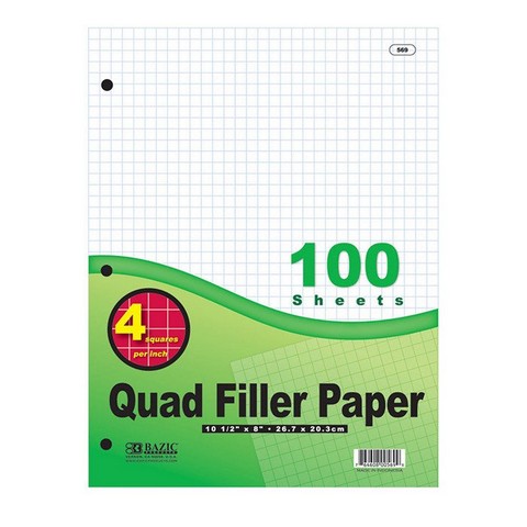 Picture of Bazic 569    100 Ct. 4-1&quot; Quad-Ruled Filler Paper Pack of 36 