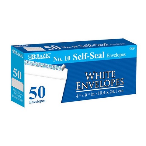 Picture of Bazic 574    #10 Self-Seal White Envelope (50/Pack) Case of 24 