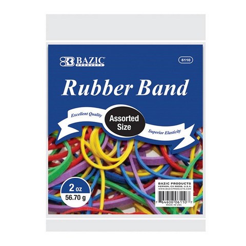 Picture of Bazic 6110  2 Oz./ 56.70 g Assorted Sizes and Colors Rubber Bands  Case of 36                                 