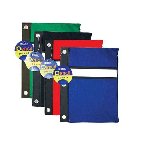 Picture of Bazic 801   Assorted Color 3-Ring Pencil Pouch  Pack of 24   