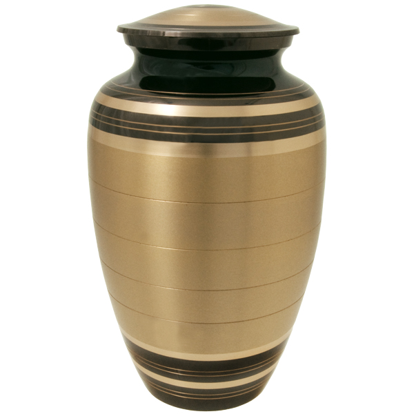 8502A Black and Brass Striped Black & Brass Cremation Urn, Full