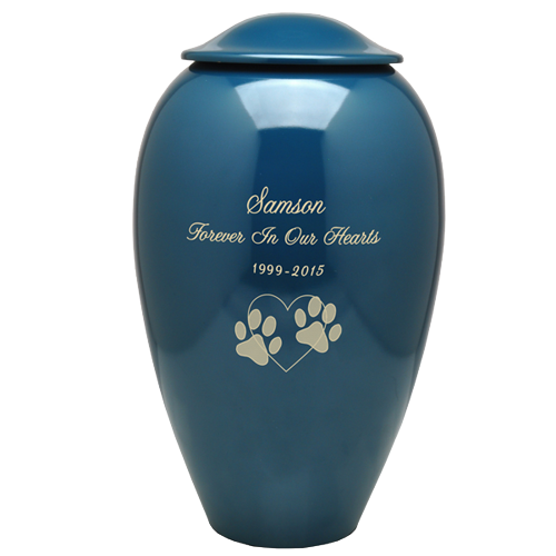 Picture of Memorial Gallery MGPB-1259 Blue Premium Brass Cremation Urn- Full