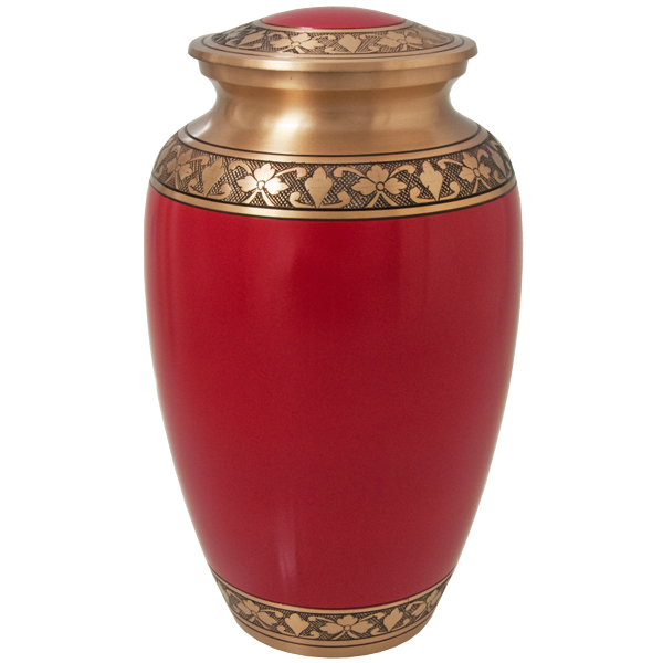 8558A Cherry Red Brass Cremation Urn, Full