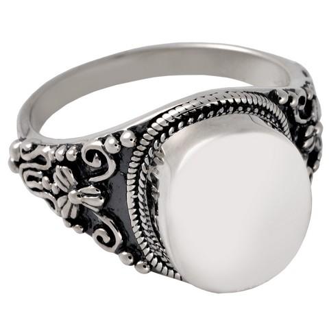 2004s-12 Cremation Jewelry Sterling Silver Round Ring - Size 12