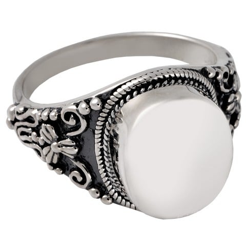 2004s-5 Cremation Jewelry Sterling Silver Round Ring - Size 5