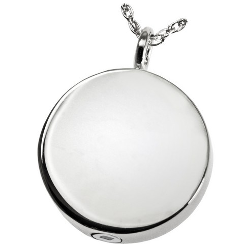 MG-3203s Cremation Jewelry Simple Round Sterling Silver Pendant