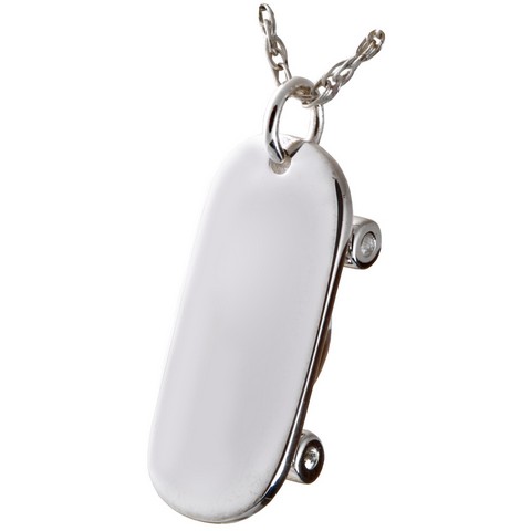 Cremation Jewelry Skateboard Sterling Silver Pendant