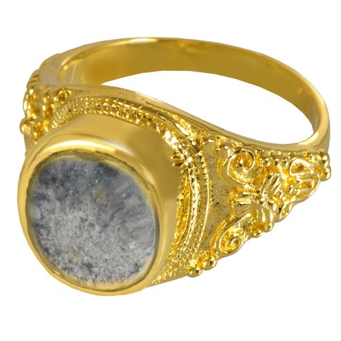 2004Bgp-6 Cremation Jewelry 14K Gold Plating Sterling Silver Ring with Clear Glass Front- Size 6